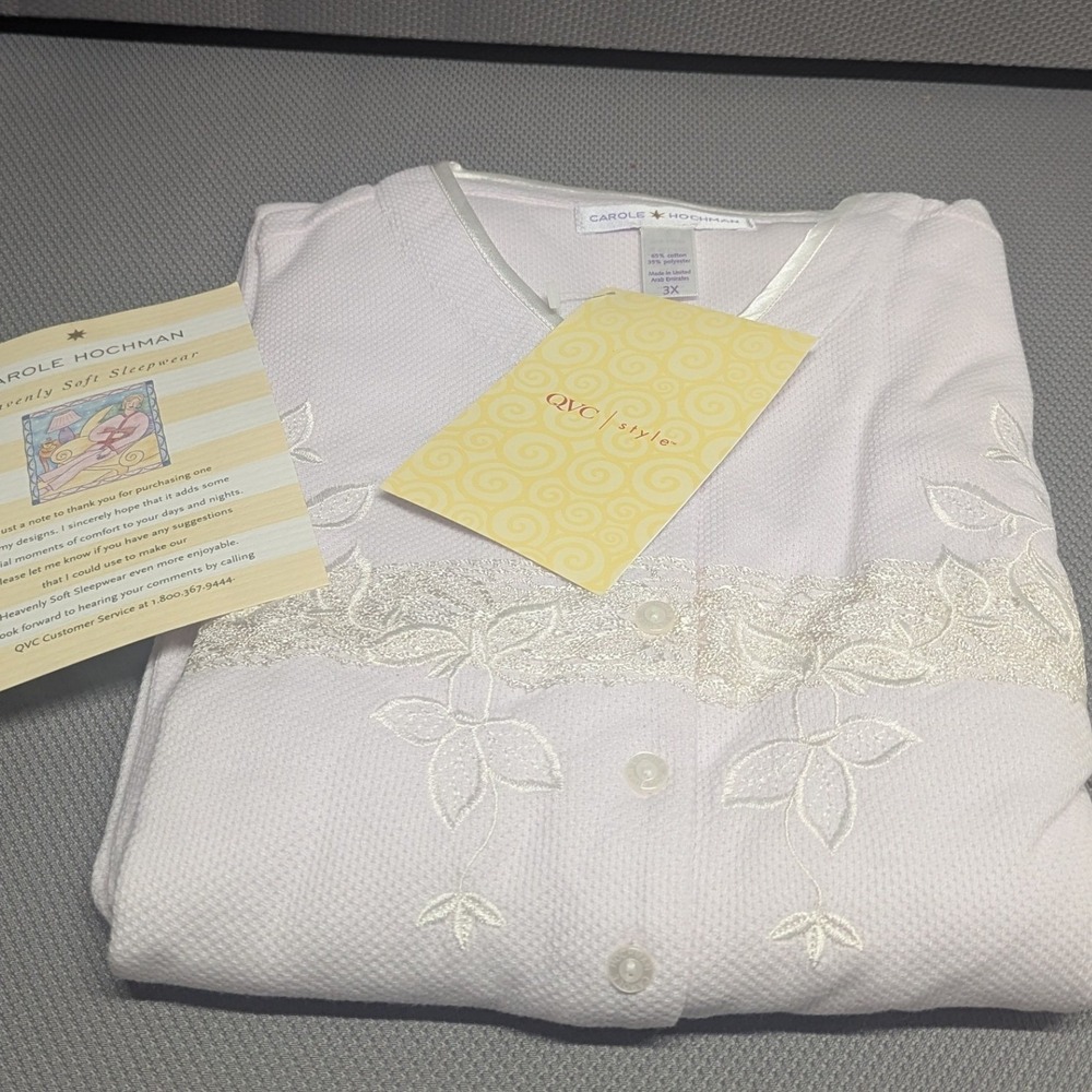 NWT Carole Hochman Heavenly Soft Nightgown Pink/Peach Waffle Knit Lace Trim 3X